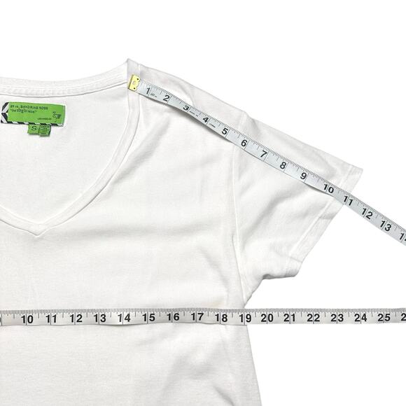 SR vs. Sandrine Rose | Women | White Cotton Cashmere Basic Essential Tee | Small - Picture 5 of 8